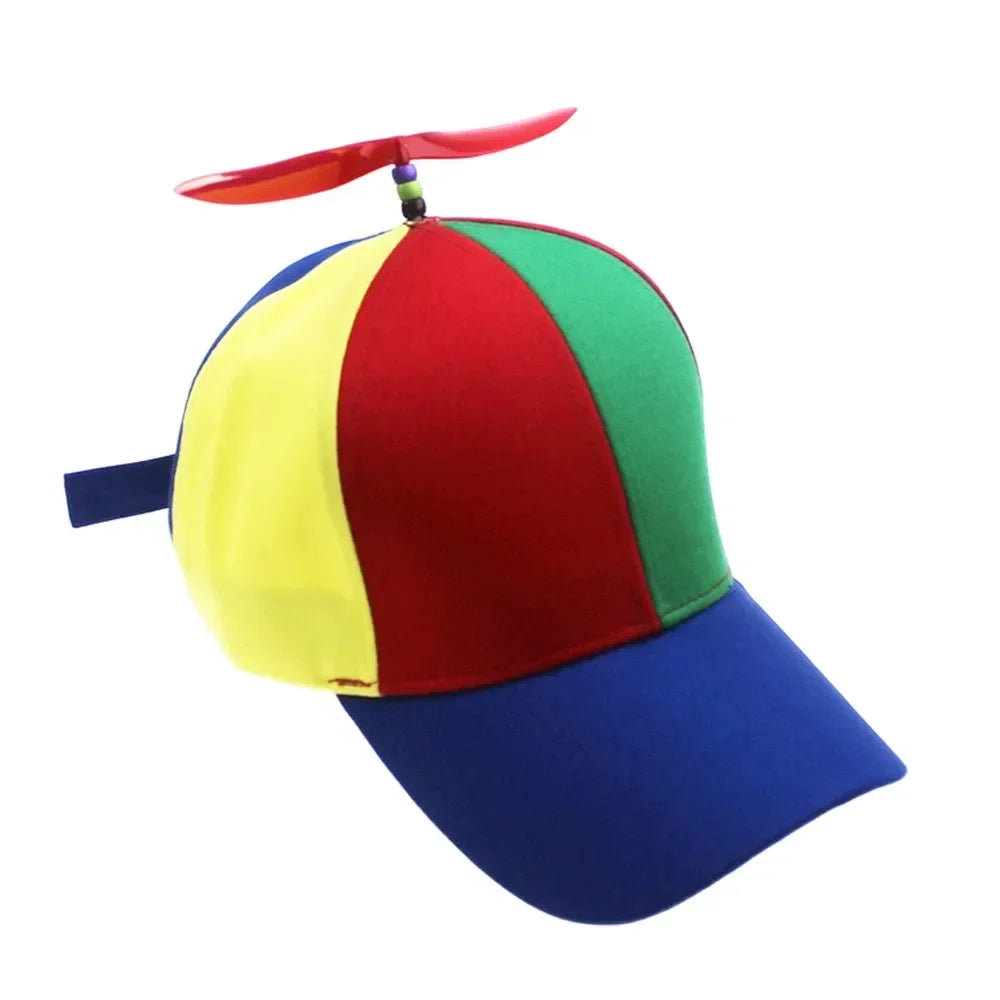 Color Block Baseball Cap with Decorative Top Propeller