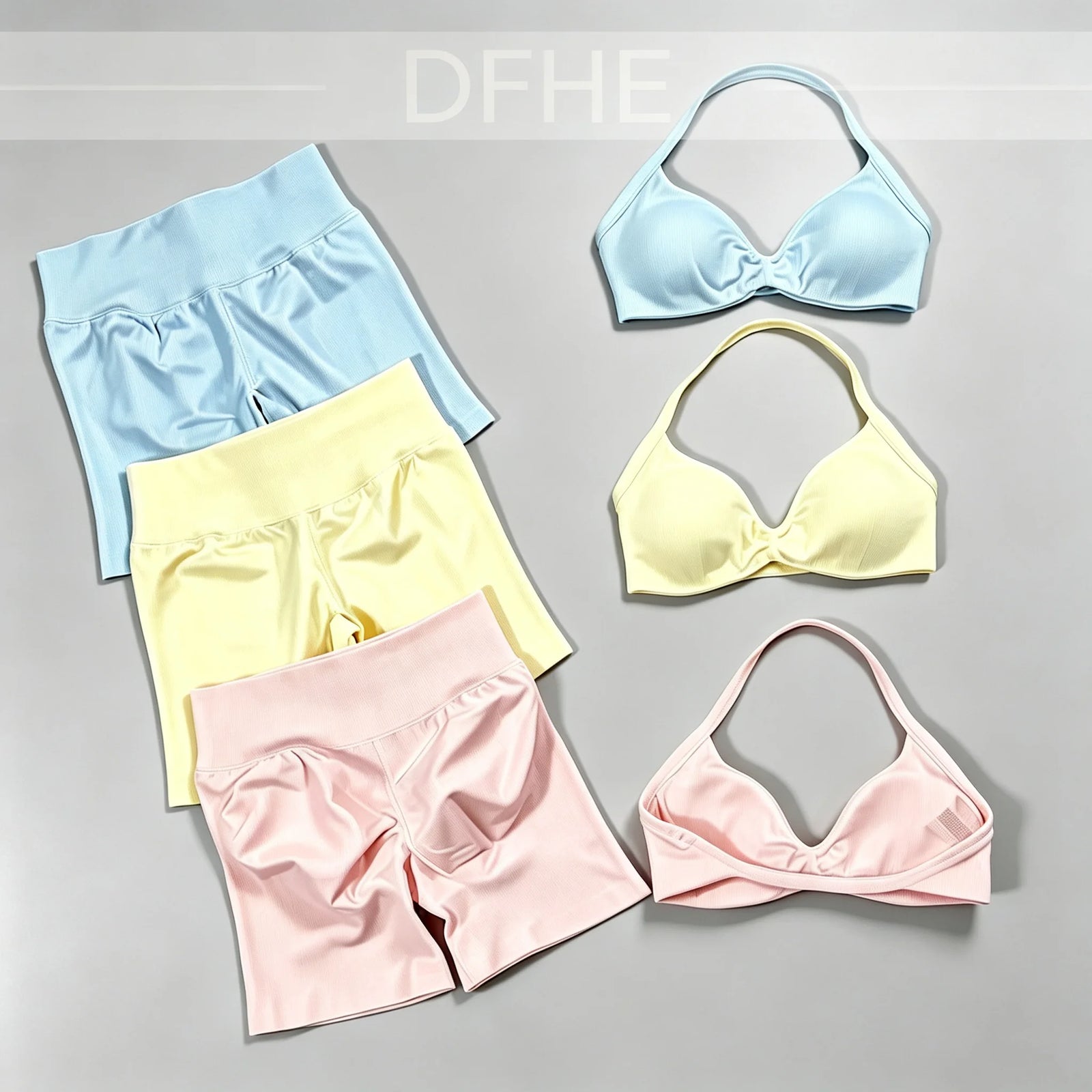 Women's Twist Halter Bra And Shorts Yoga Set