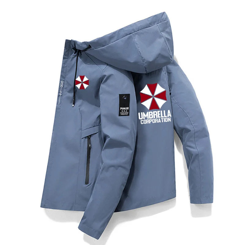 Men's Graphic Hooded Zip-Front Lightweight Jacket