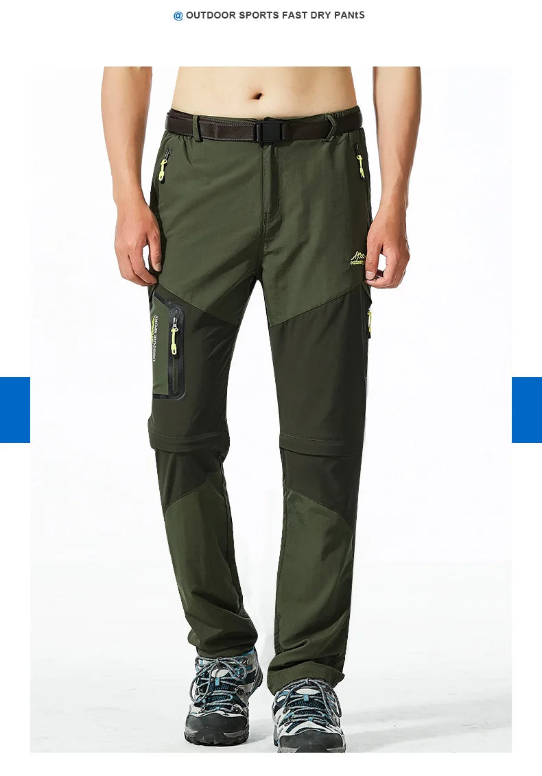 Men's Convertible Hiking Pants with Cargo Pockets and Detachable Legs