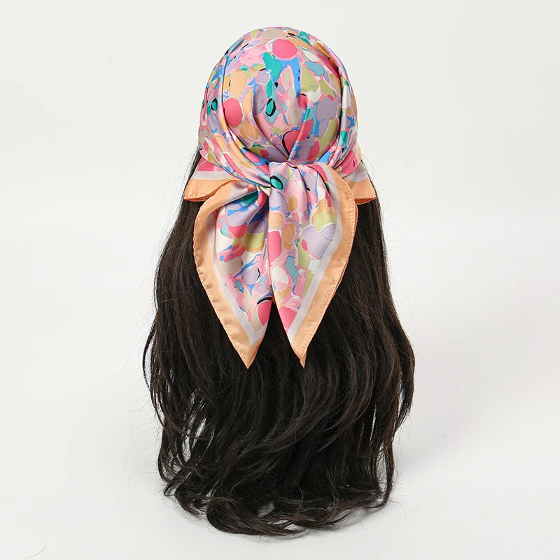 Floral Print Square Scarf for Head and Neck Styling
