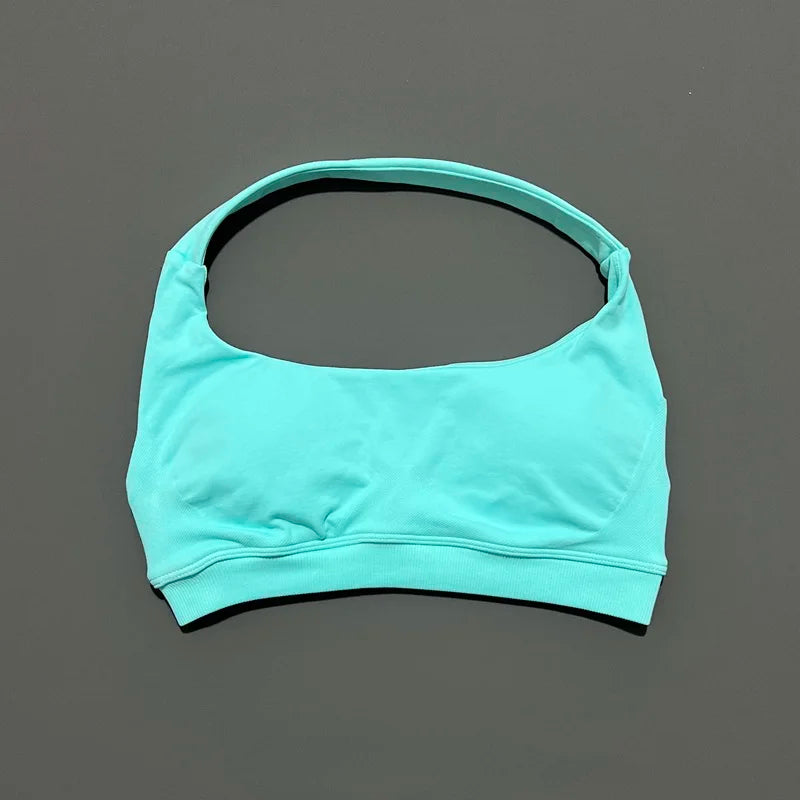 Women's Ruched Halter Neck Sports Bra