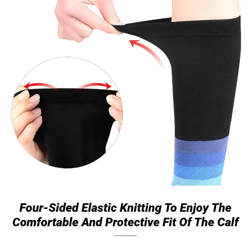 Color Block Calf Sleeves with Footless Open End Shape