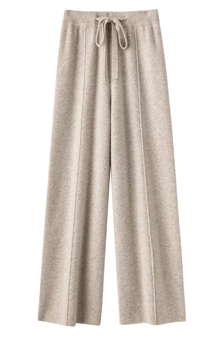 Wide-leg women's autumn winter cashmere high-waisted knitted straight-leg pants high-end casual outerwear loose drape long pants