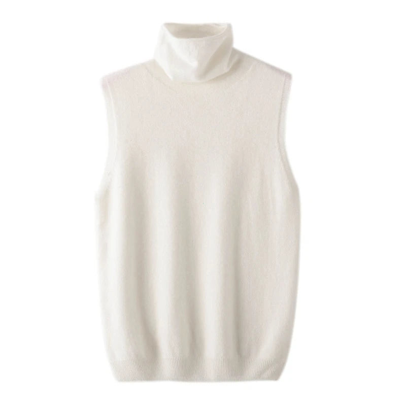 Women's Turtleneck Sleeveless Knit Vest Casual Knit Layer