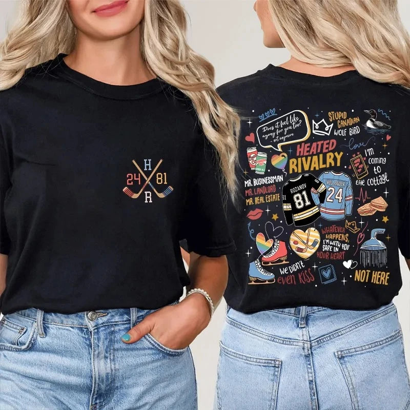 Heated Rivalry Graphic Short Sleeve T-shirt For Sports Outfits