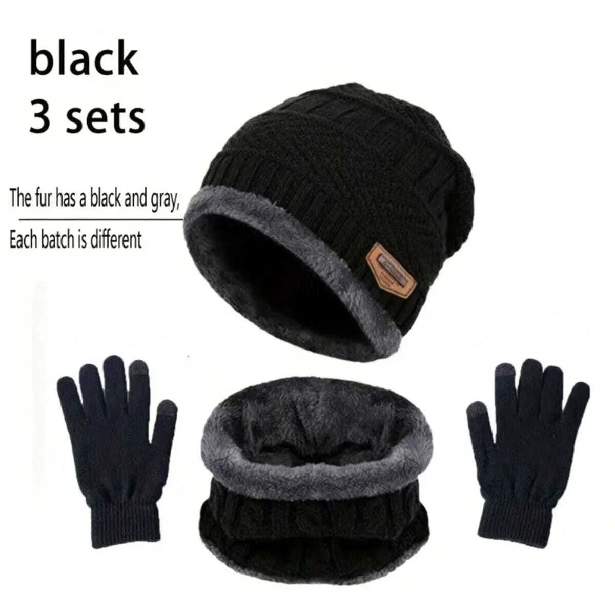 Knitted Beanie with Neck Warmer and Glove Style Options
