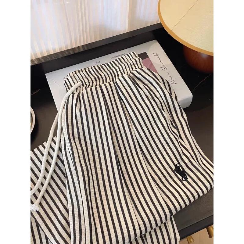 Men's Striped Straight Leg Pajama Pants for Home Wear