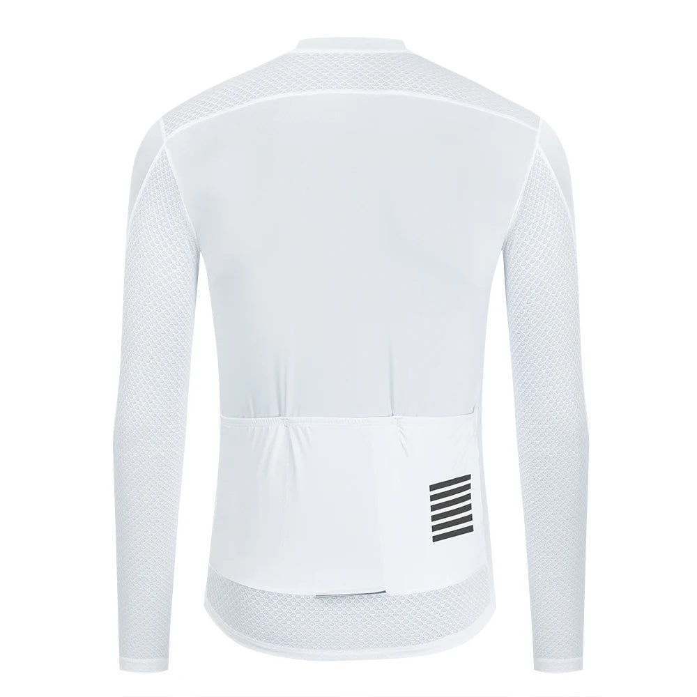 Men's Long Sleeve Cycling Jersey with Full Zipper and Pockets
