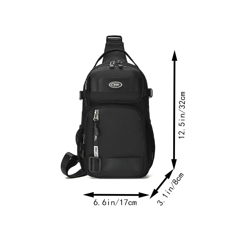 Multi Pocket Sling Crossbody Bag with Adjustable Shoulder Strap