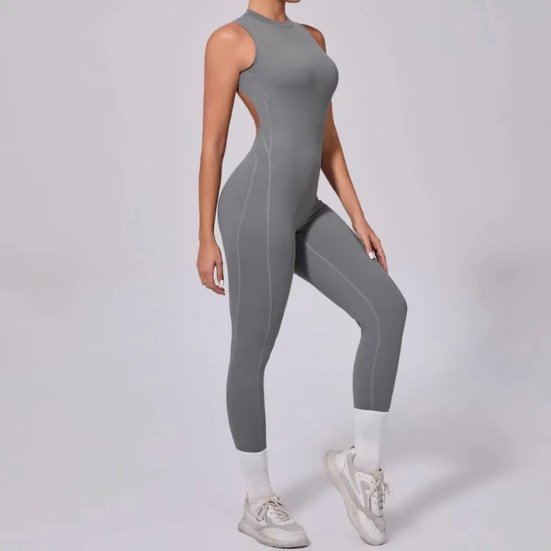 Women's High Neck Workout One Piece with Back Cutout and Leg Length Options