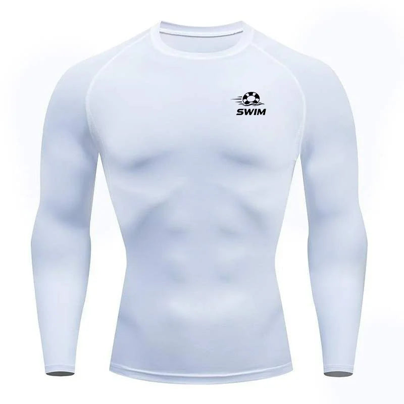 Men's Printed Long Sleeve Rash Guard for Swimming and Surfing
