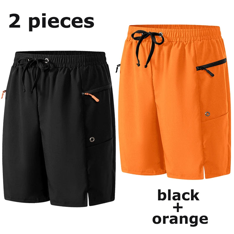 Men's Swim Shorts with Zipper Pockets and Mesh Liner for Beach and Pool Wear