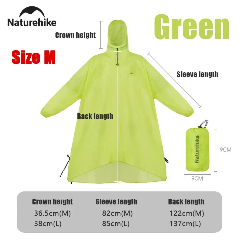 Hooded Outdoor Rain Poncho with Extended Hem and Sleeves