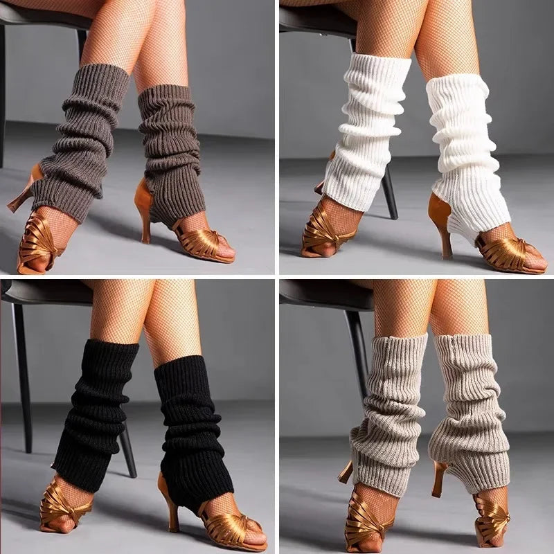 Solid Ribbed Leg Warmers with Slouchy Stirrup Shape