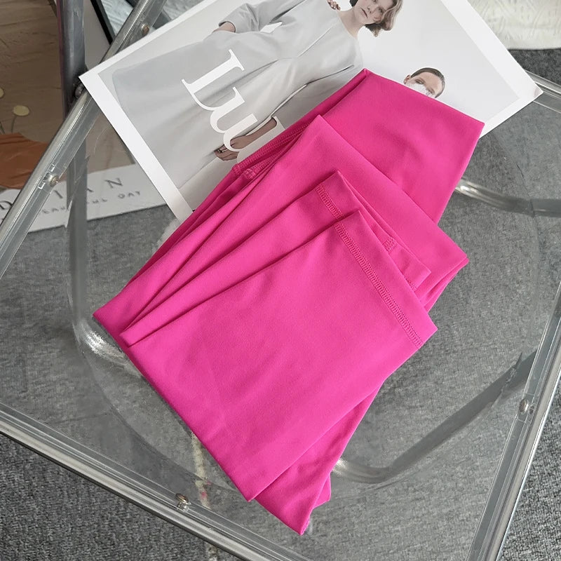 Women’s High-Waist Ankle-Length Yoga Leggings with Elastic Waist and Seam Pockets