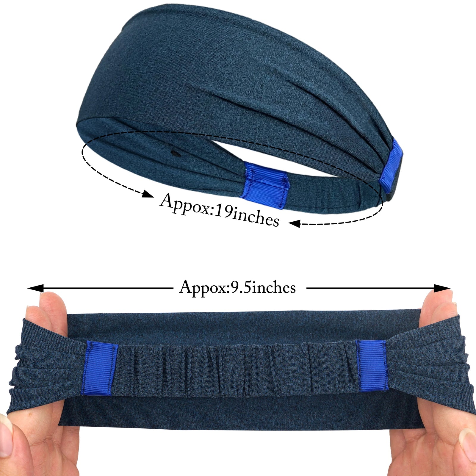 Elastic Sports Headband with Wide Fabric Band for Hair Control