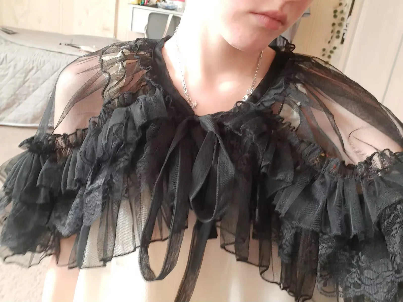 Ruffled Lace Capelet for Layering over Dresses and Tops