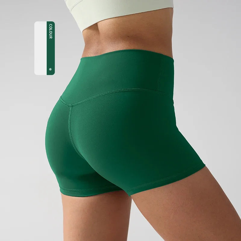 Women's High Waist Nylon Blend Shorts for Yoga and Fitness
