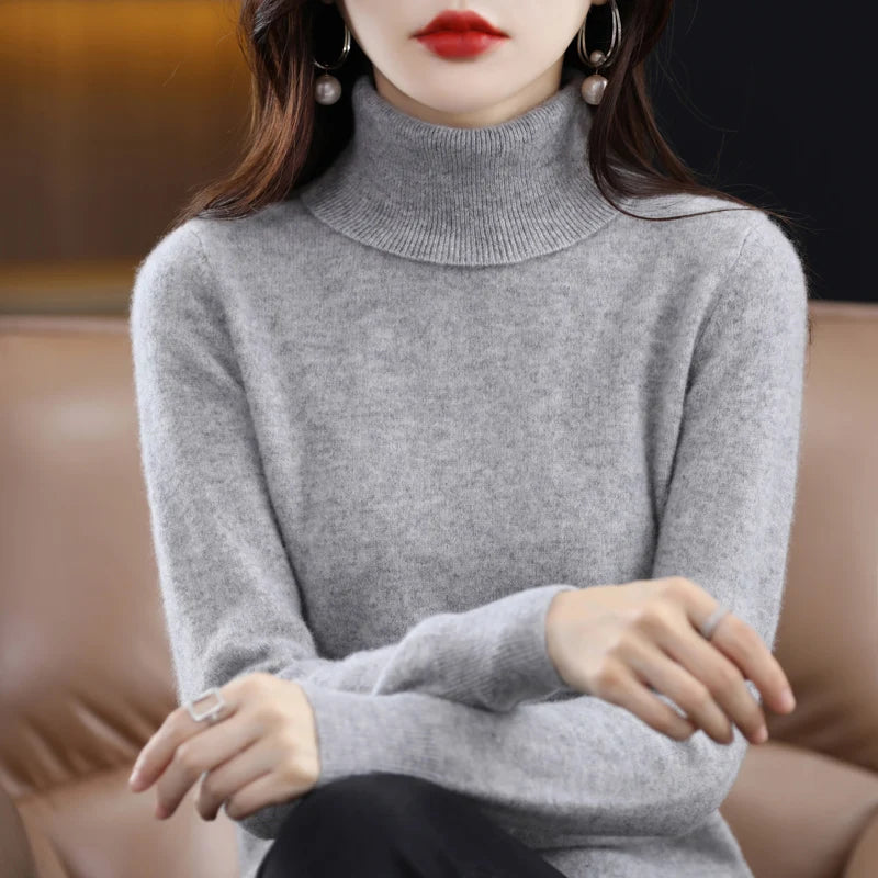 Women's Mock Neck Long Sleeve Sweater Casual Knit Layer