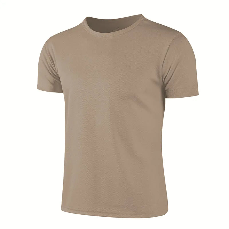 Crew Neck Short Sleeve Fitted Running Sports T Shirt