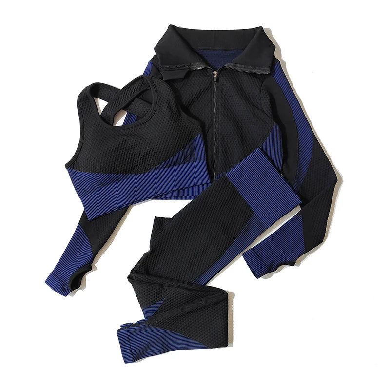 Women's Zip Jacket Bra And Leggings Yoga Set