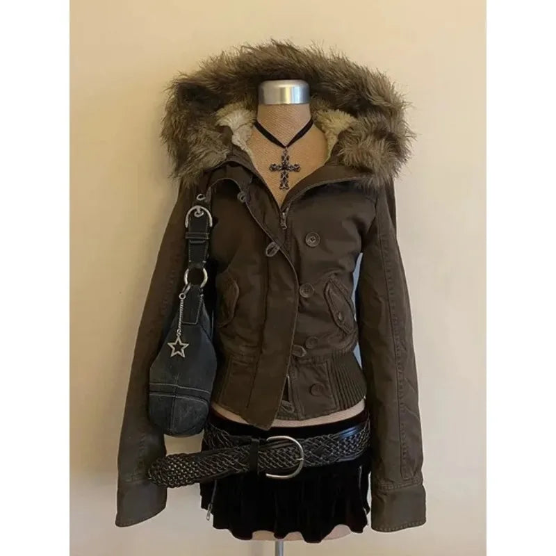 Fluffy Trim Long Sleeve Full Zip Casual Hoodie