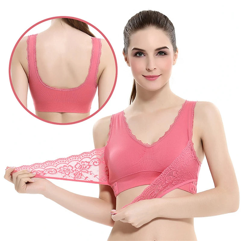 Women's Lace Trim Crossover Front Bra