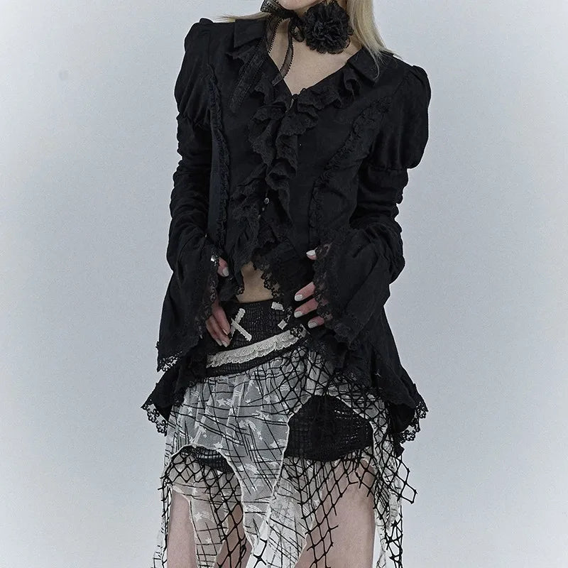 Women's Lace Detail Asymmetric Blouse