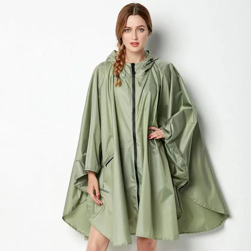 Hooded Printed Poncho for Layering over Tops and Dresses