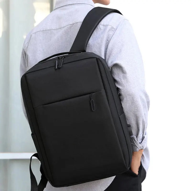 Rectangular Laptop Backpack with Front Pocket and Shoulder Straps