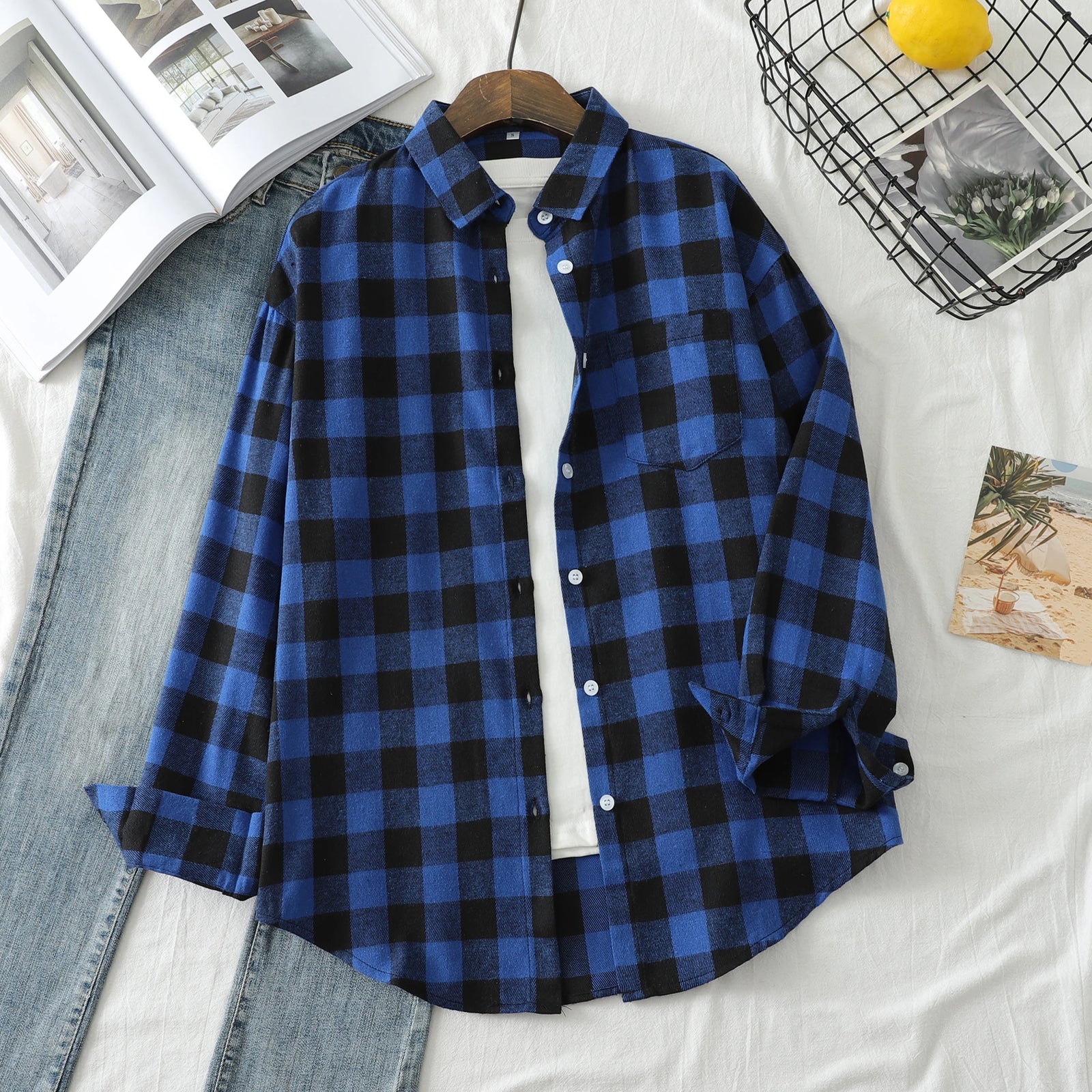 Women's Checked Collared Long Sleeve Shirt