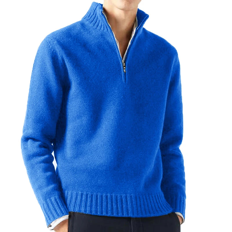 Men's Quarter Zip Long Sleeve Knit Sweater