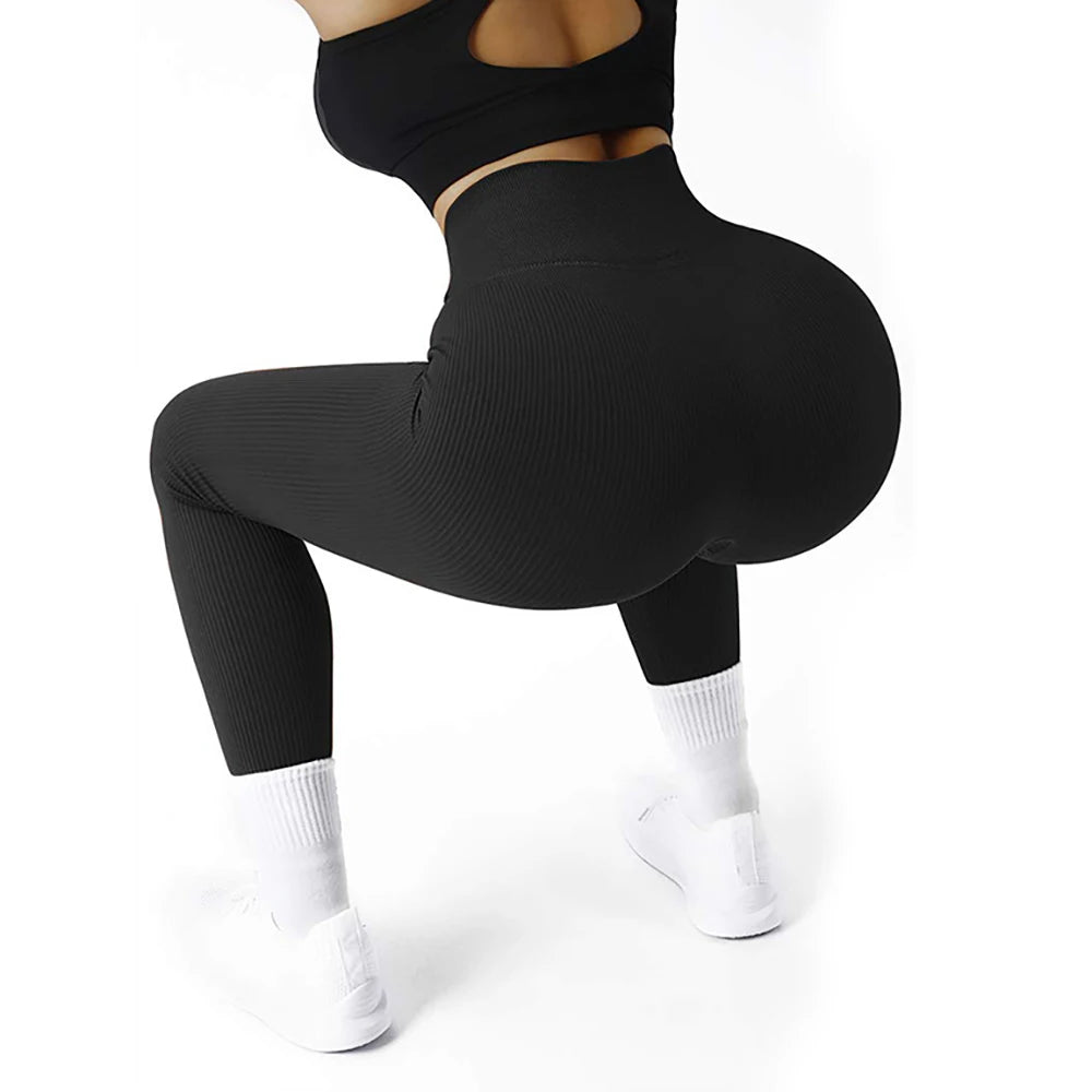 Women's Ribbed Full Length Leggings For Workout Outfits