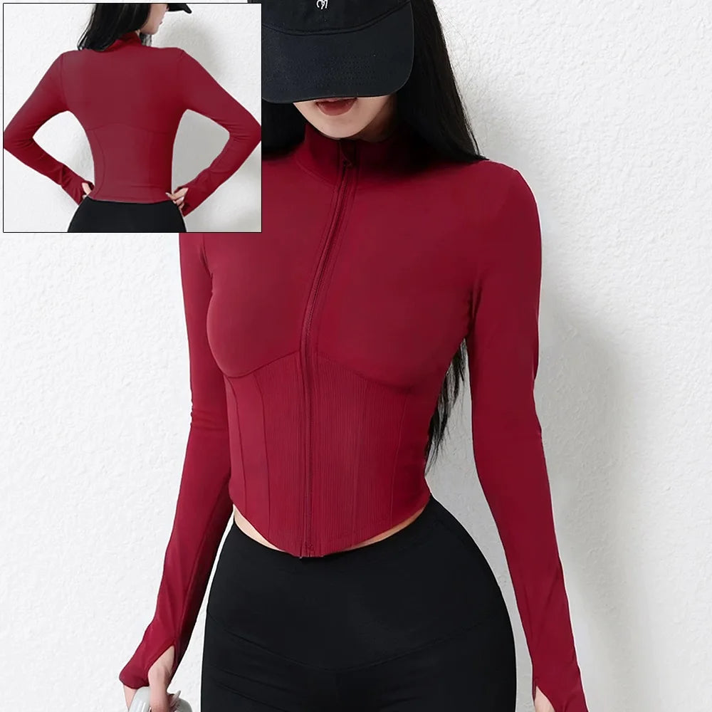 Women's Stand-Collar Zip-Front Workout Jacket