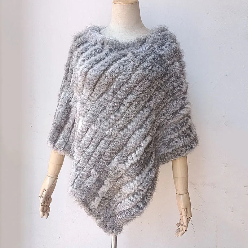 Textured Pointed Hem Poncho for Layering over Outfits