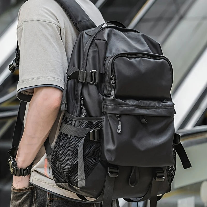 Travel Backpack with Front Pockets and Side Strap Details for Daily Carry