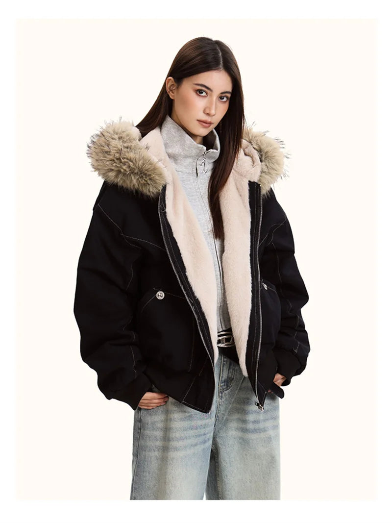 Women's Trimmed Hood Zip Front Jacket for Layered Outfits