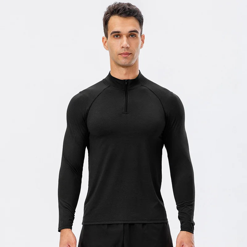 Stand Collar Half Zip Long Sleeve Running Training Top