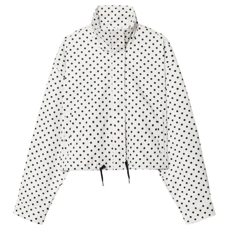 Women's Polka-Dot Zip-Front Bomber Jacket