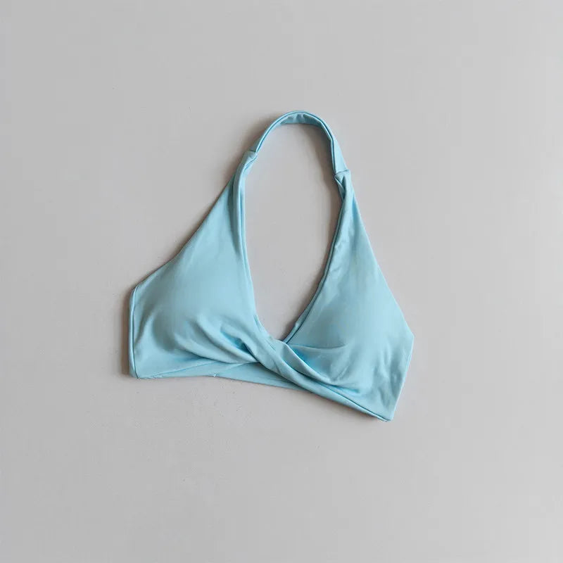 Women's Ruched Halter Neck Sports Bra