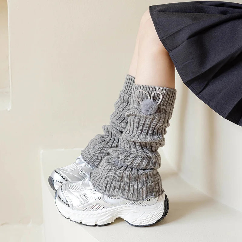 Children's Knit Leg Warmers with Decorative Bow Details