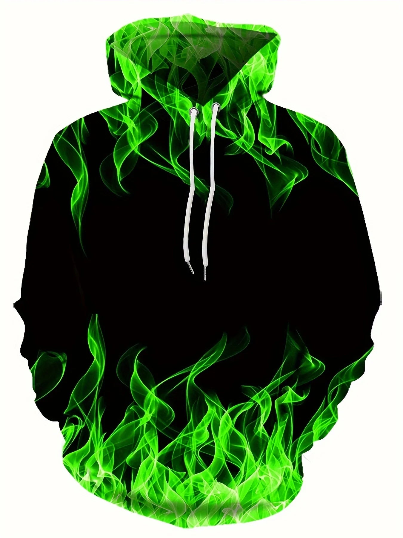 Men's Flame-Print Long-Sleeve Pullover Hoodie