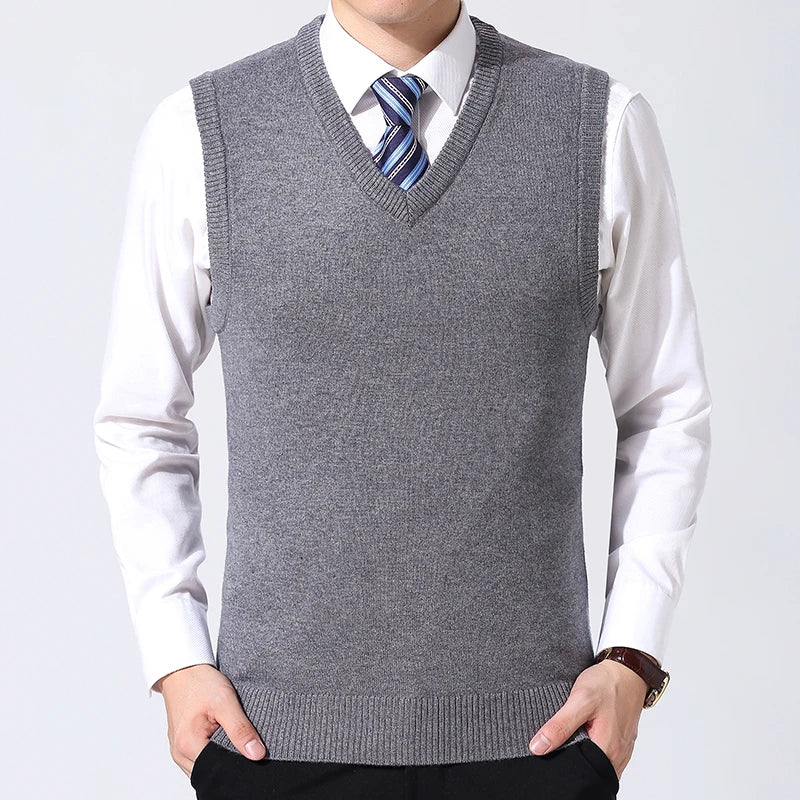 Men's V Neck Sleeveless Knit Vest