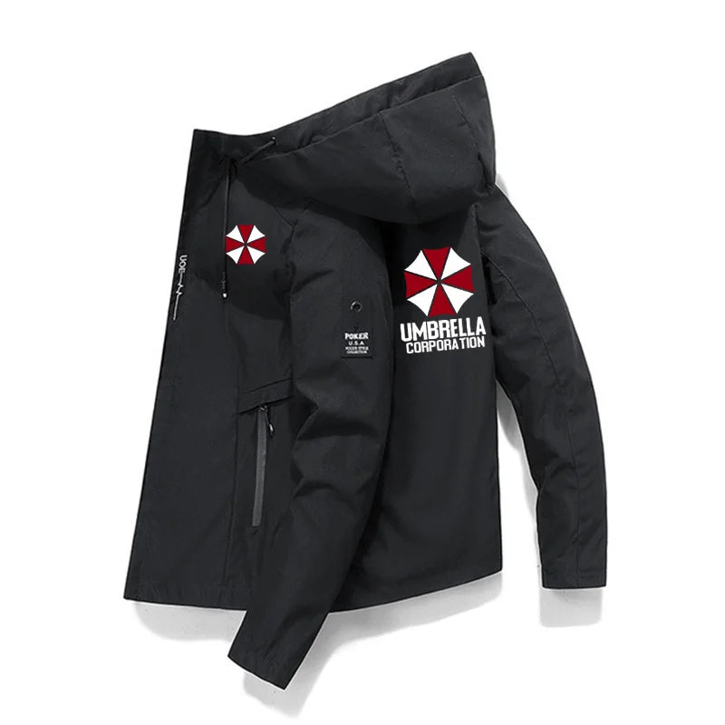 Men's Graphic Hooded Zip-Front Lightweight Jacket