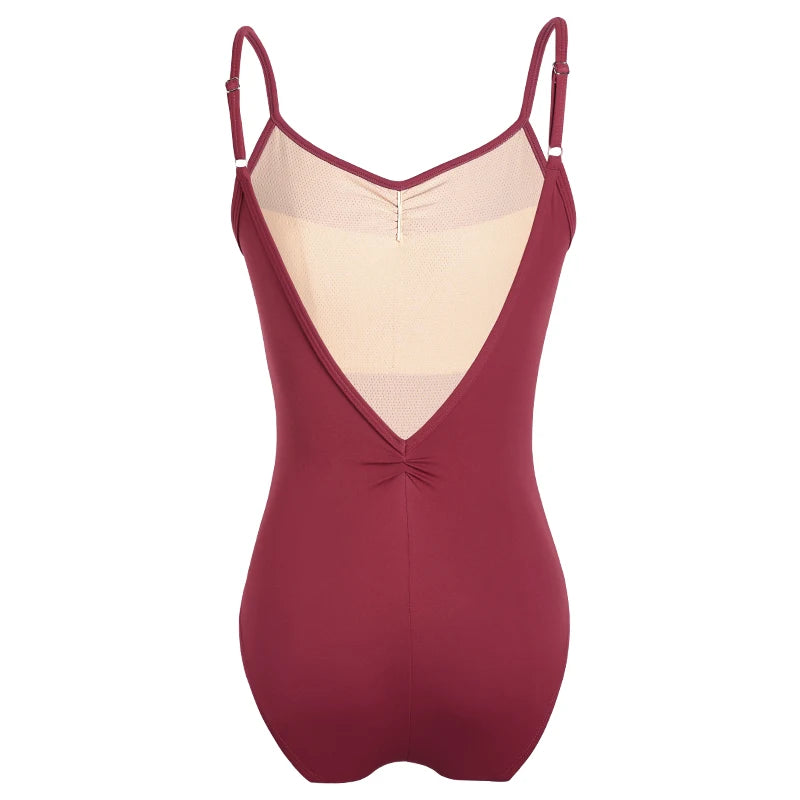 Women's Classic Camisole Ballet Leotard with Ruched Front and V Back