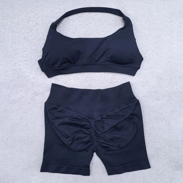 Women's Cross Back Bra And Shorts Yoga Set