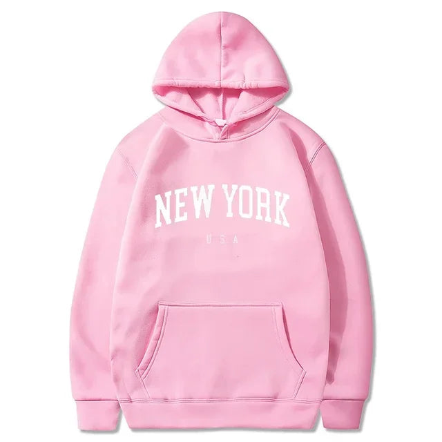 New York Letter-Print Long-Sleeve Pullover Hoodie