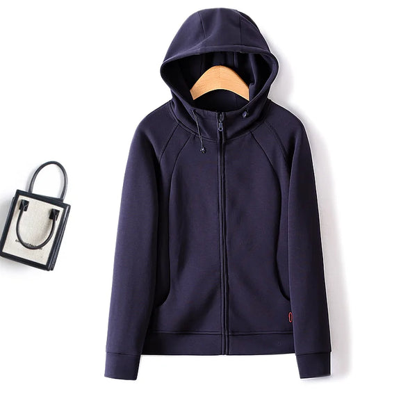 Autumn Simple Three Dimensional Cutting Zipper Cardigan Full Sleeve Sweater Women Sweatshirts