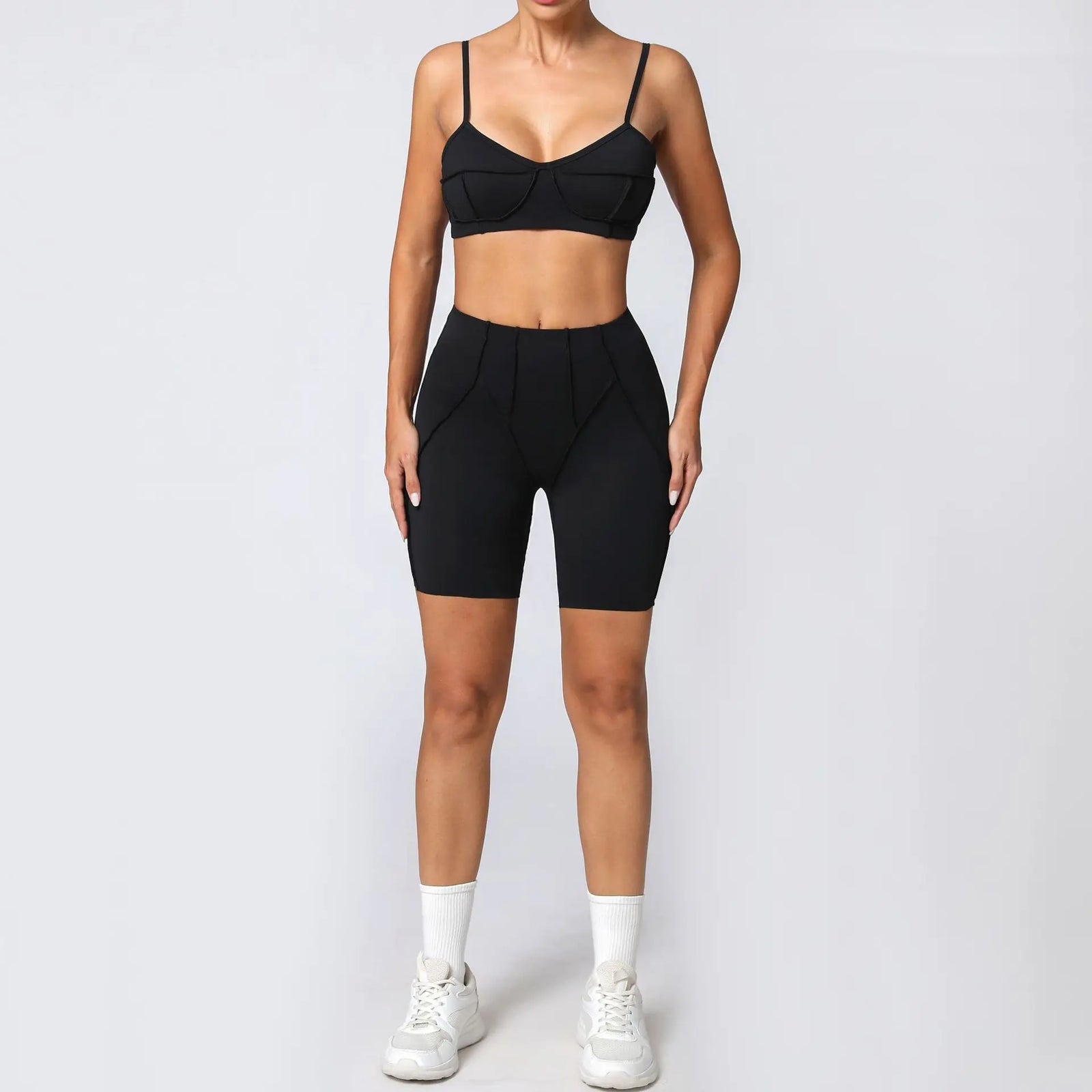 Women's Contrast Seam Bra And Leggings Yoga Set